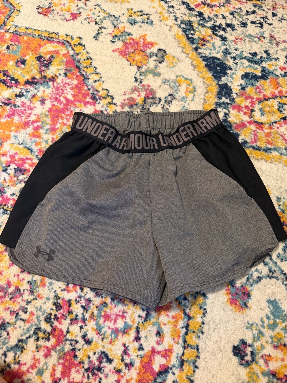 Under Armour Women’s Gray Athletic Shorts with Black Waistband